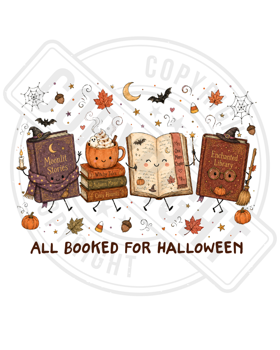 Bügelbild - Halloween-Bücher-Set braun
