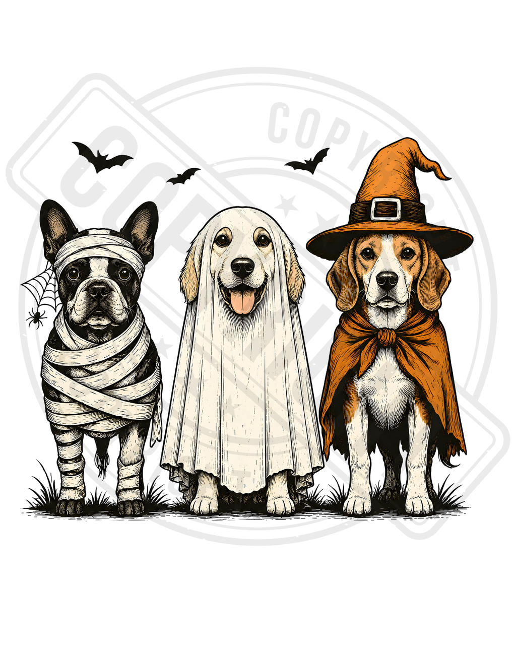 Bügelbild - Hunde Trio
