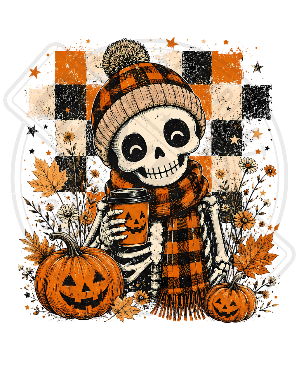 Bügelbild - Cozy Halloween Skelett