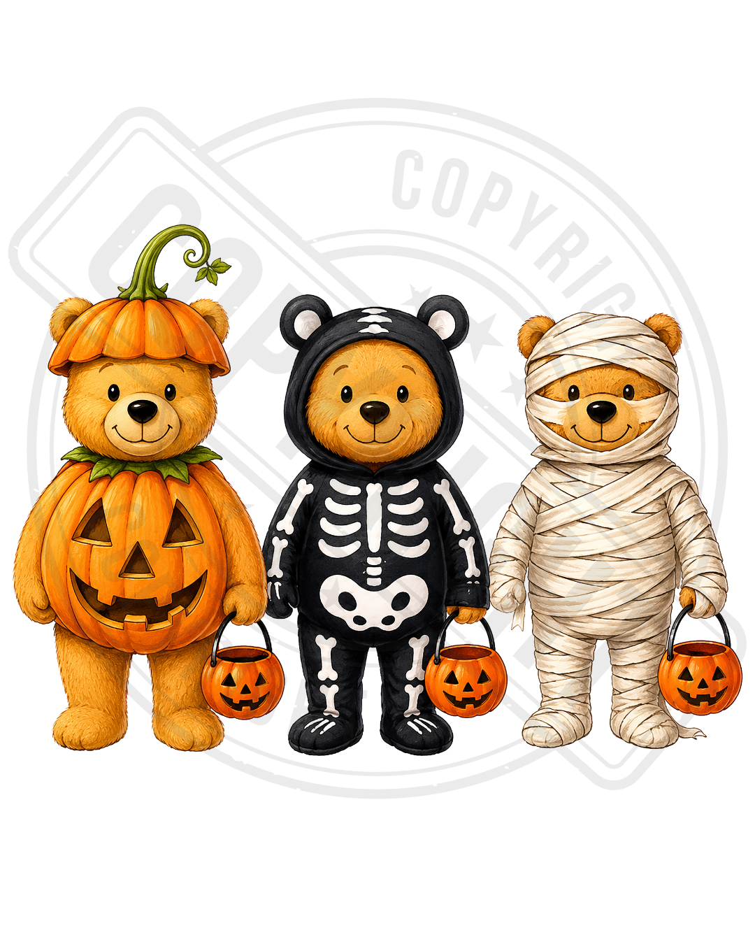 Bügelbild - Halloween-Teddys 3er Gruppe