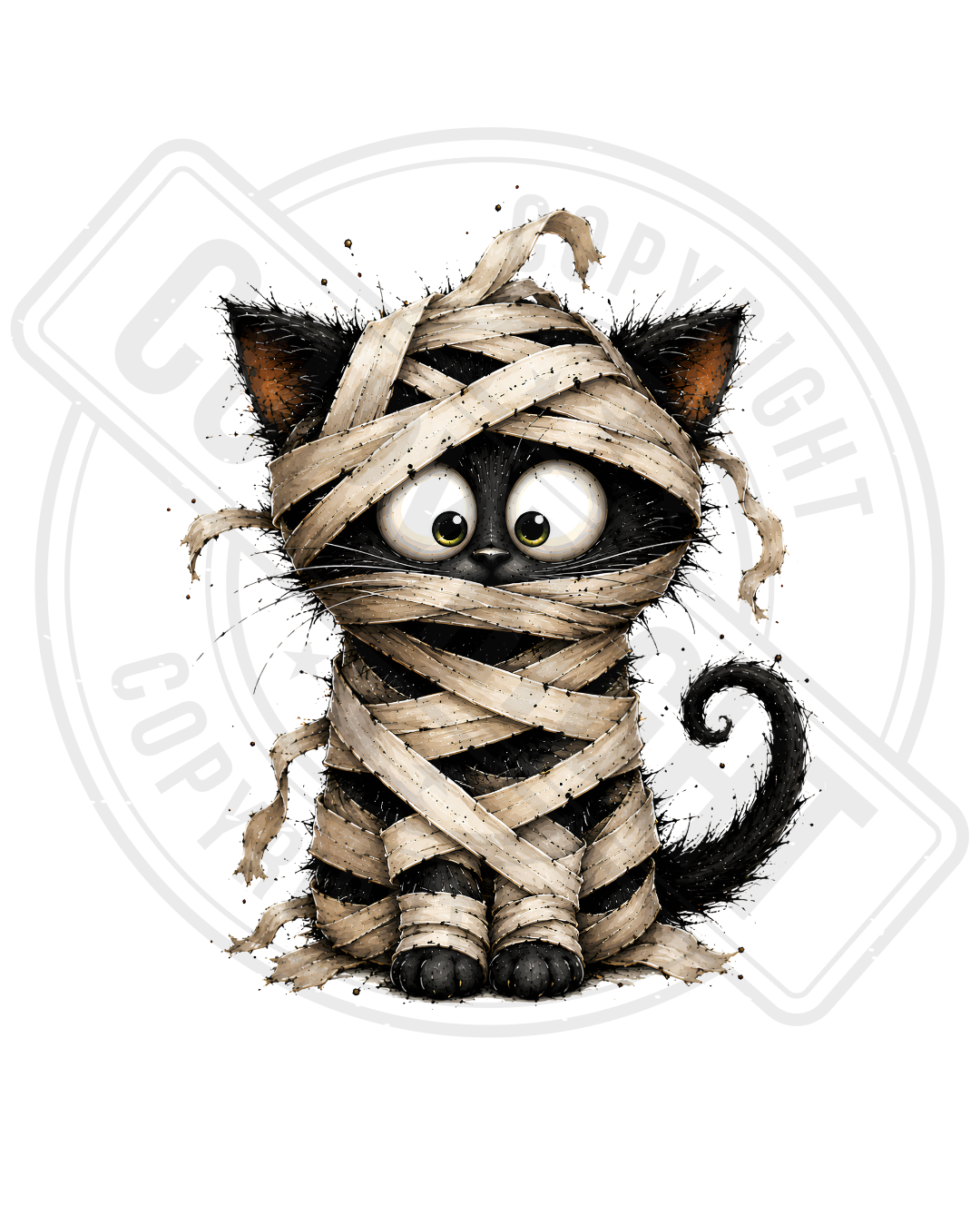 Bügelbild - Schwarze Mumienkatze