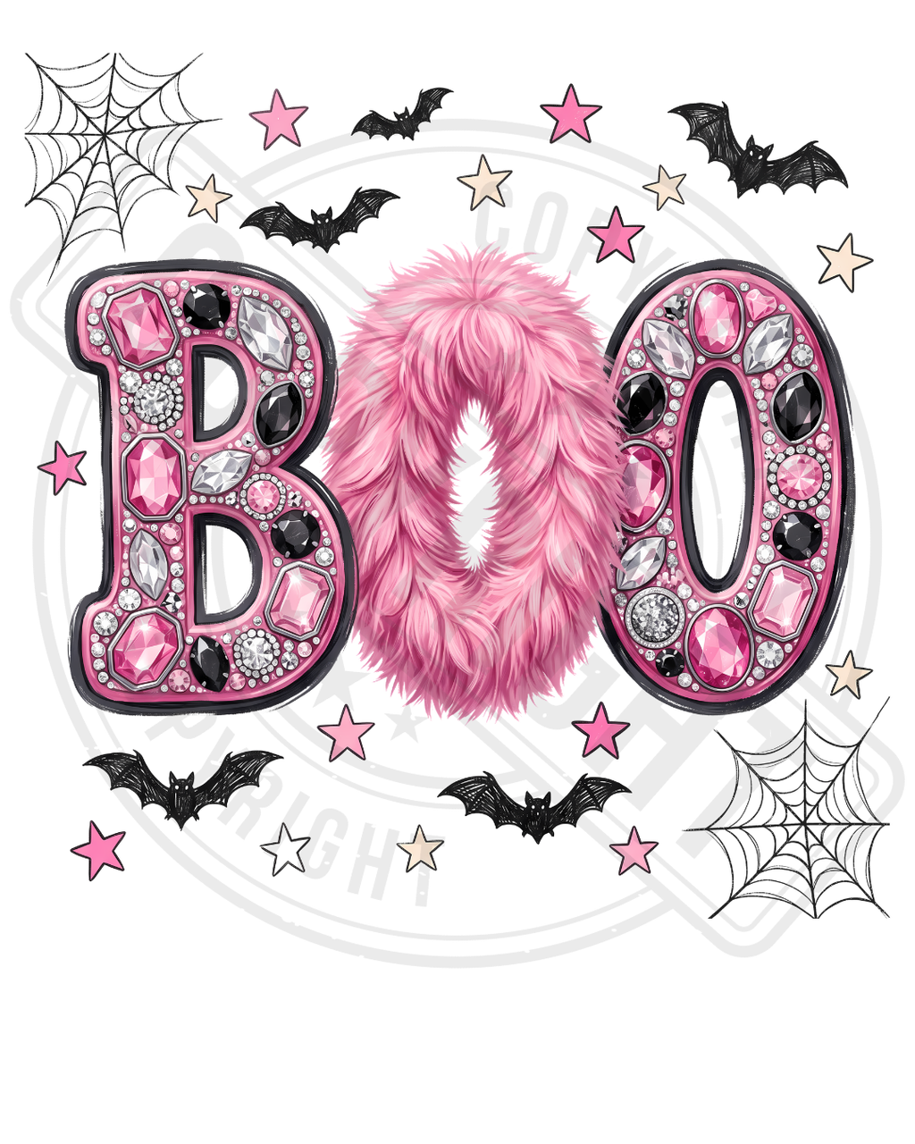 Bügelbild - BOO pink
