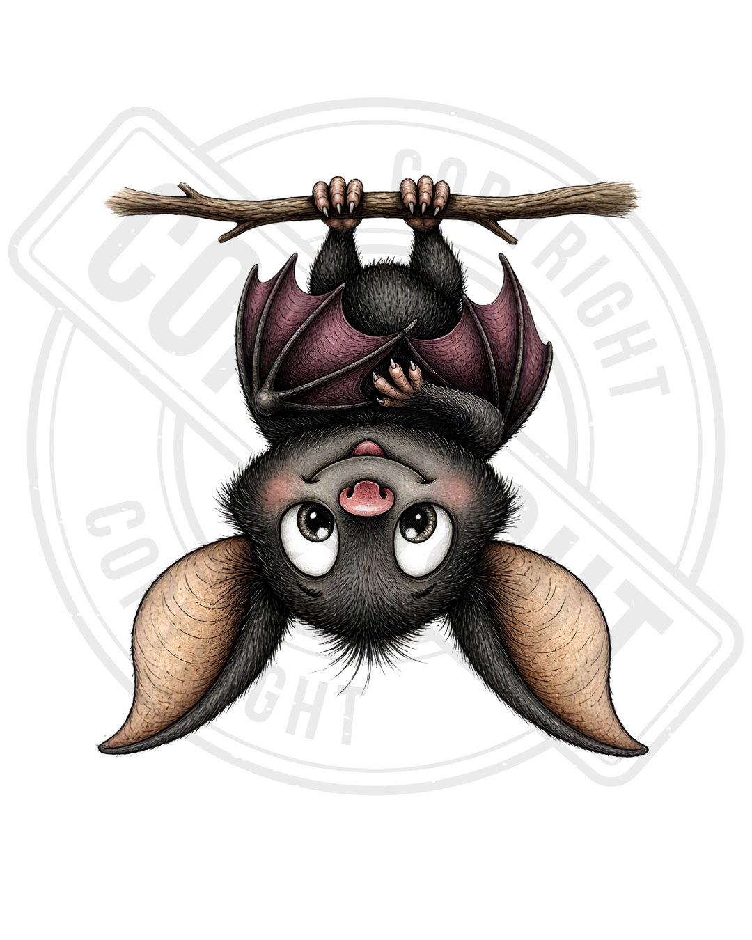 Bügelbild - Fledermaus hängend