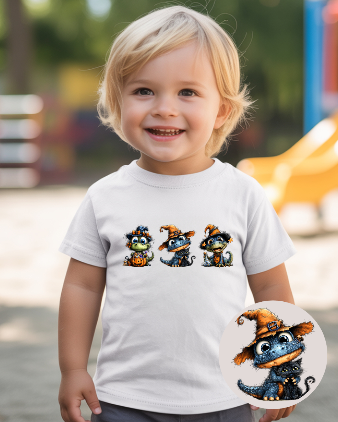 Bügelbilder-Set „Dinos Herbst“ | DIN A4 Bogen mit 12 süßen Dinomotiven zum Aufbügeln für Kinder