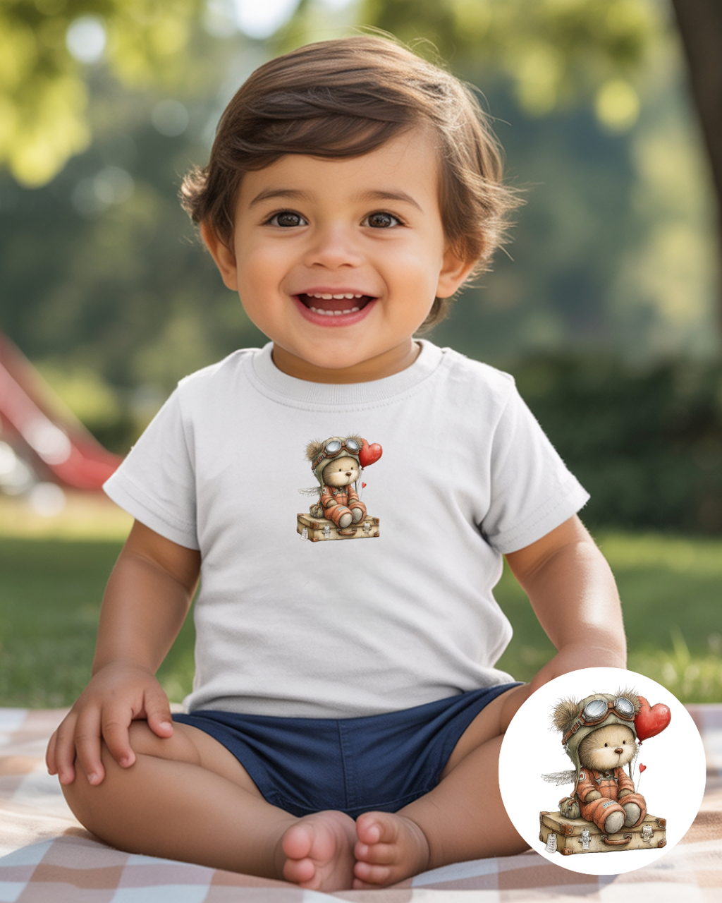 Bügelbilder-Set „Teddy Bär Sommer“ | DIN A4 Bogen mit 12 Motiven zum Aufbügeln für Kinder