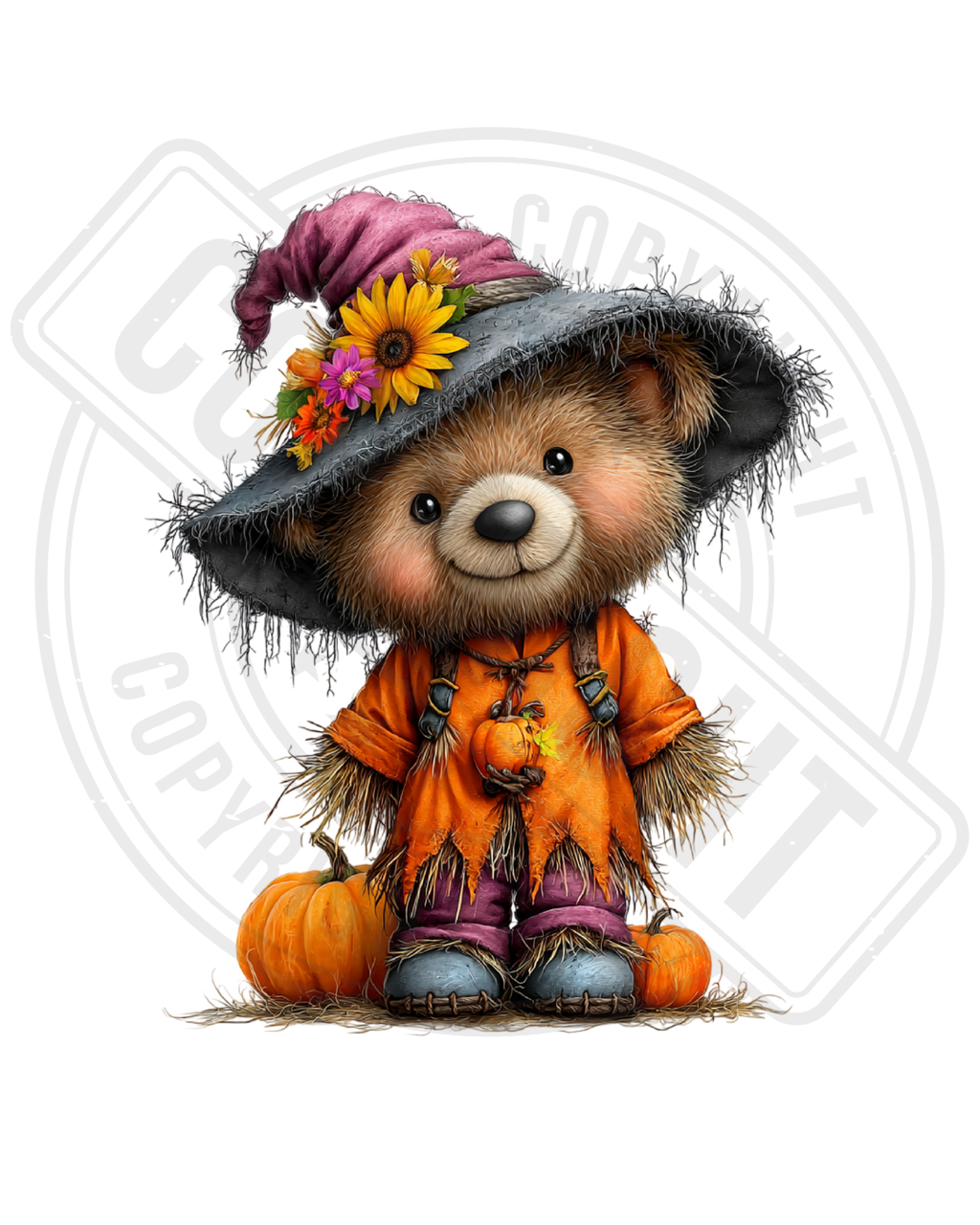 Bügelbild - Teddy im Mantel mit Hut
