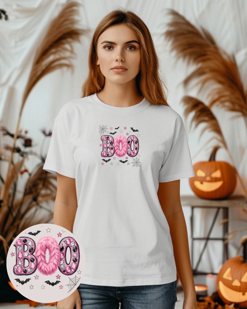 Bügelbild - BOO pink