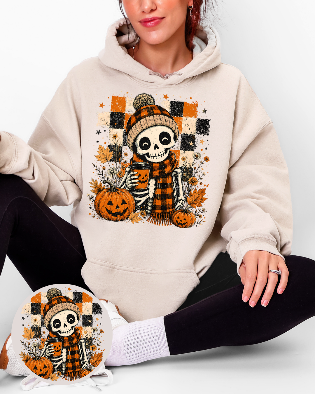 Bügelbild - Cozy Halloween Skelett