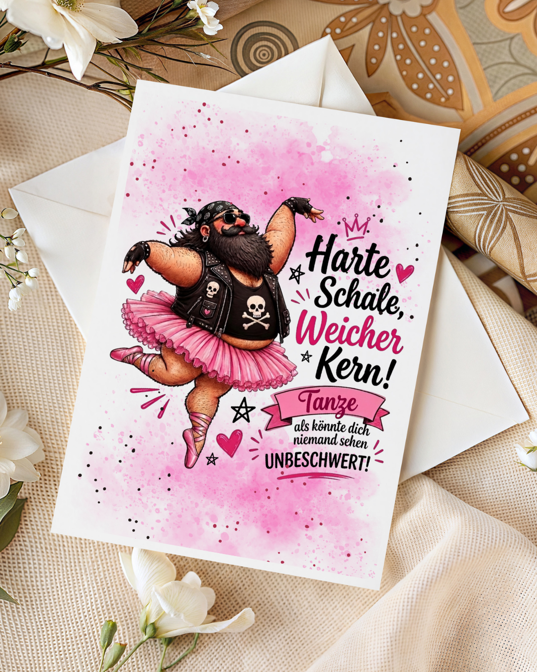 Grußkarte mit DTF-Veredelung & Umschlag – Harte Schale, weicher Kern