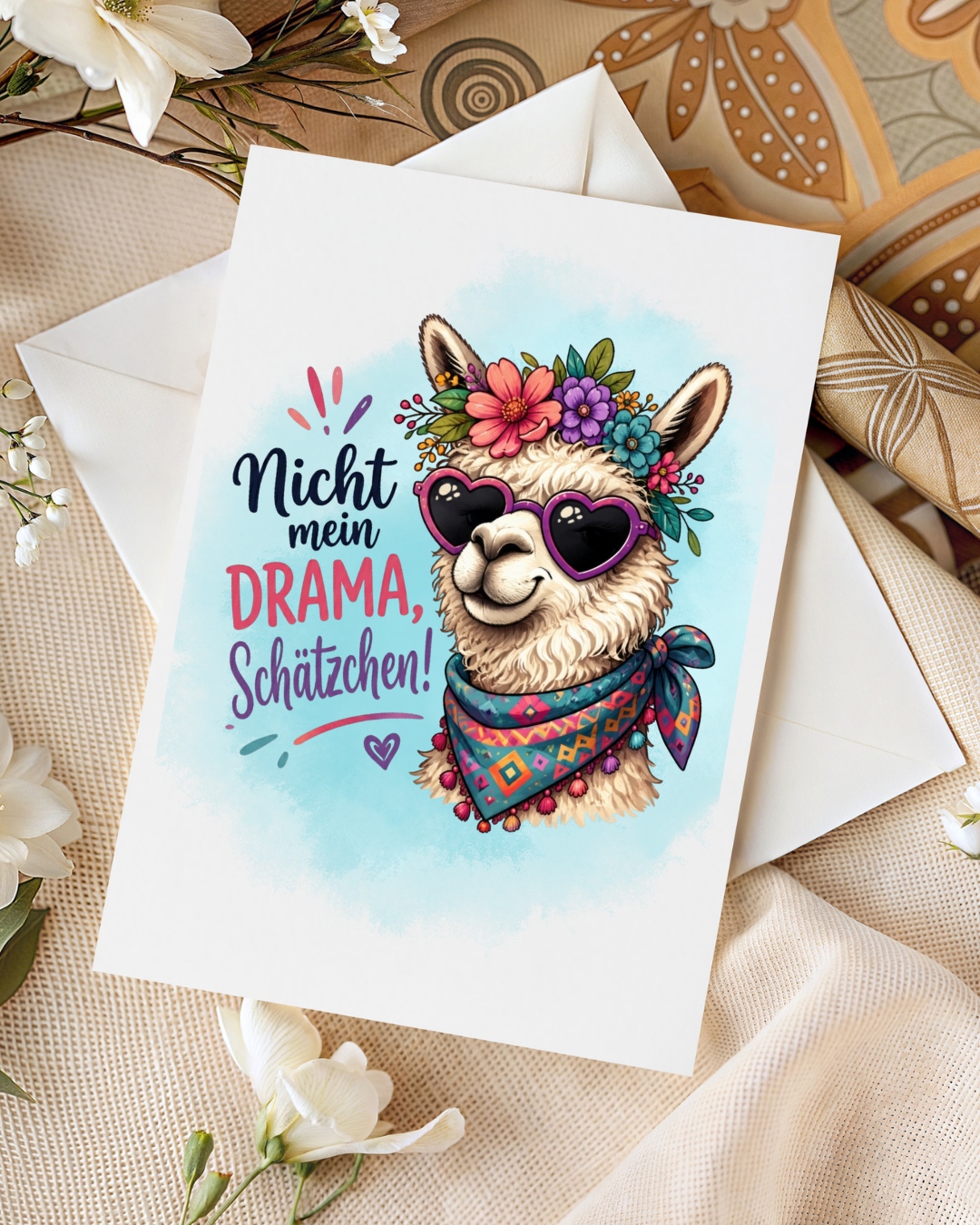 Grußkarte mit DTF-Veredelung & Umschlag – Nicht mein Drama